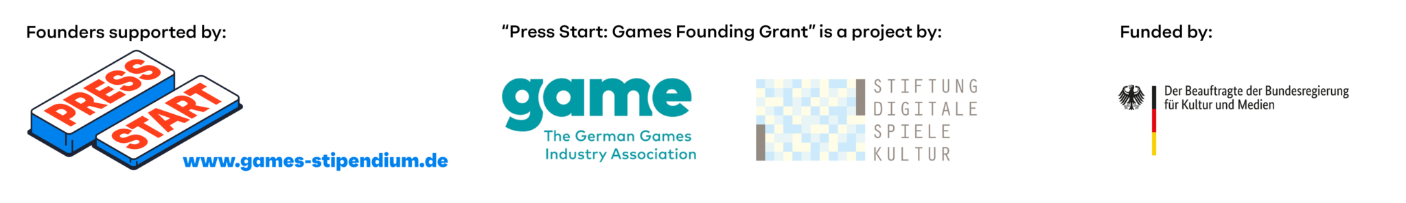 Founders supported by Press Start; Press Start Games Founding Grant project by game and Stiftung Digitale Spielekultur; funded by the German Federal Government Commissioner for Culture and Media
